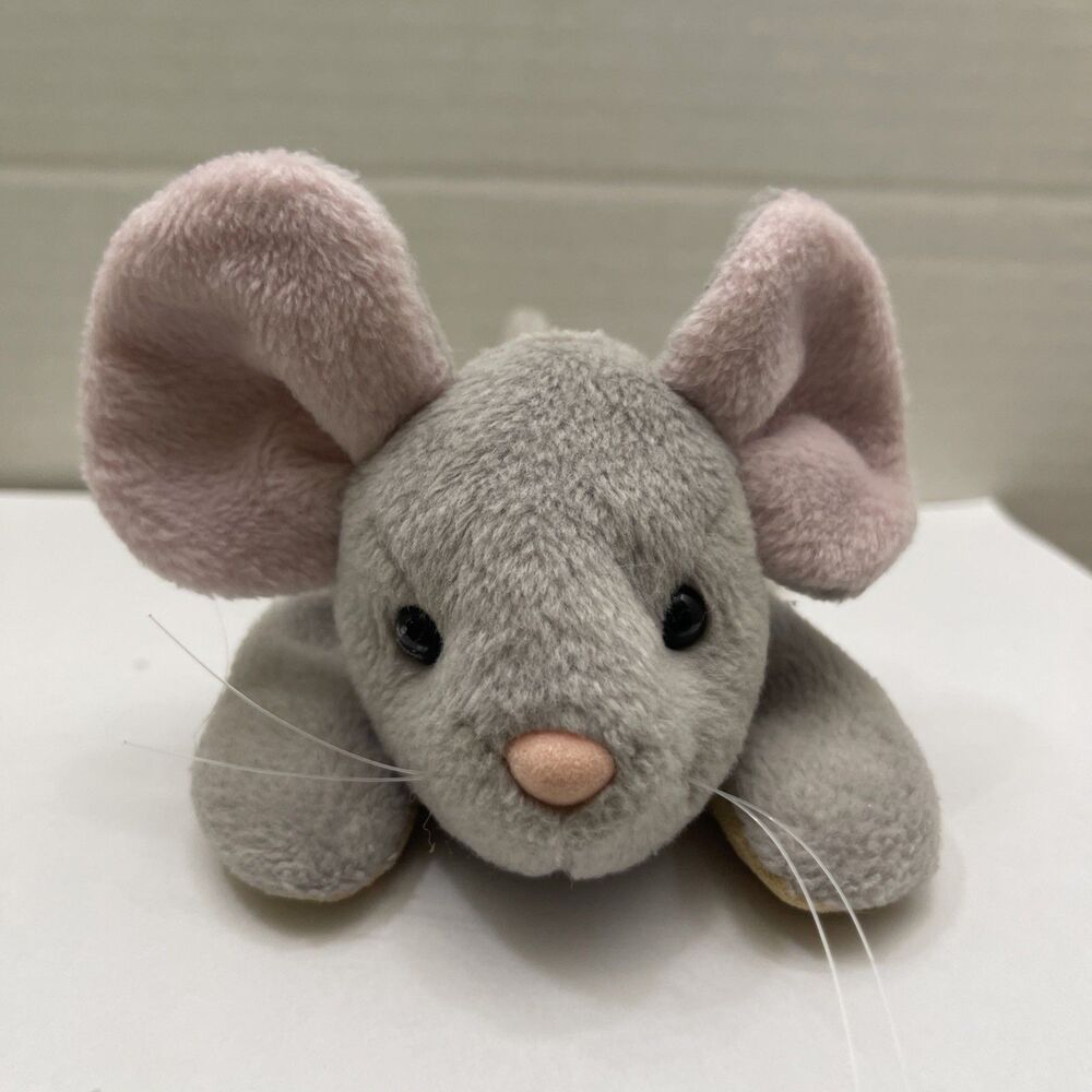Soft Belly’s Mouse Plush 6 Inch Long Pink Grey Stuffed Animal Cute